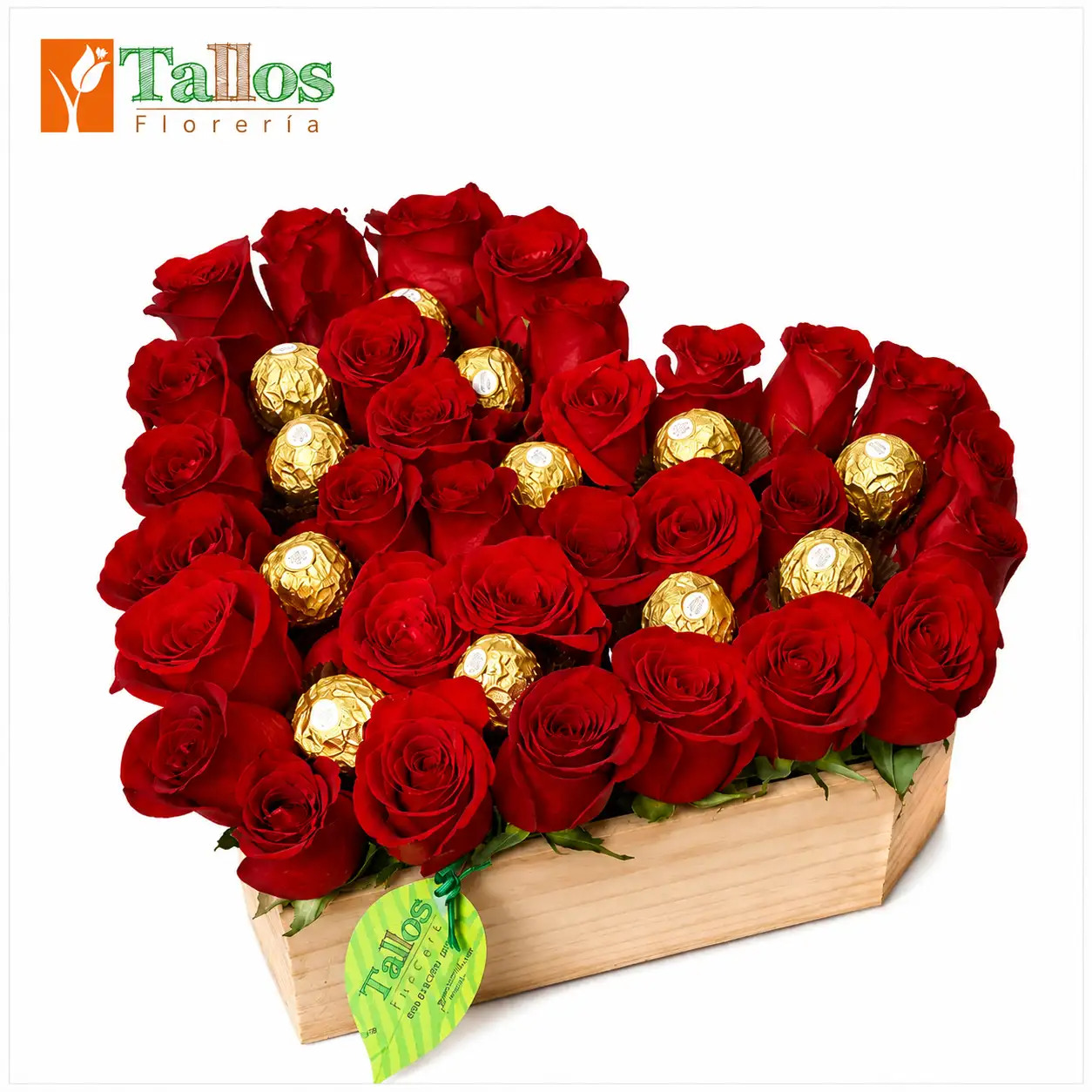 corazón de rosas y chocolates para regalar detalle romántico con delivery de flores a domicilio en Lima